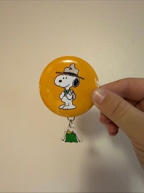 Loungefly Snoopy Orange Retractable Dog Badge Reel with Charm